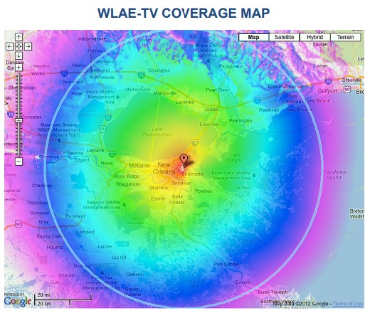 WLAE-TV Coverage Map